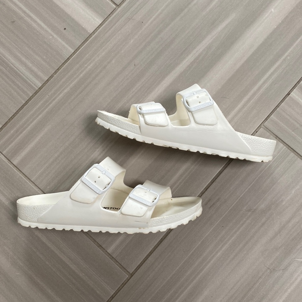 White Birkenstock sandals.  Size 39